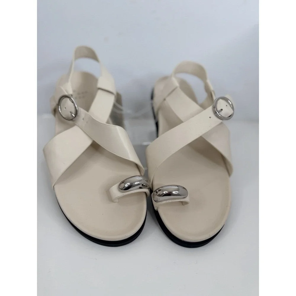 A New Day Penelope Sandals Womens 9 Bone Off White Slip On Flat NWT